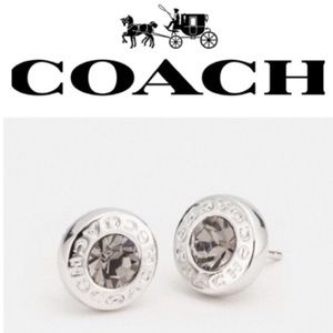 COACH Silver round Diamond stud earrings